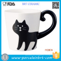 Taza adorable de la taza de la cola del gato negro Taza animal de cerámica de la taza